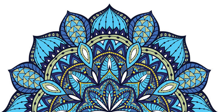 fantastico mandala colorato blu