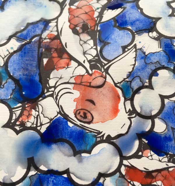 un particolare del mandala carpa koi